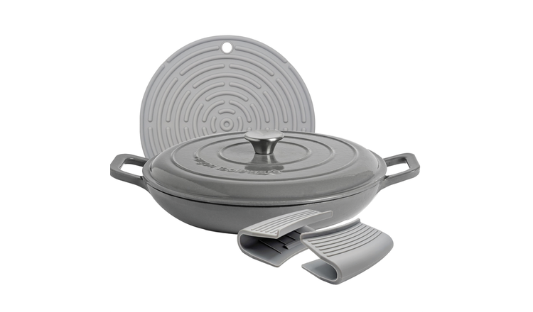 Argon Tableware Cast Iron Shallow Casserole Dish - Slate Grey