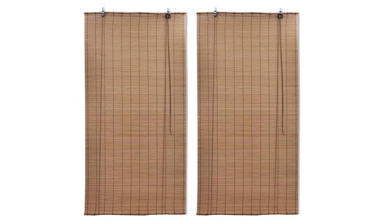 Walplus Pack of 2 Bamboo Roller Blind - Brown - 150 x 220 cm