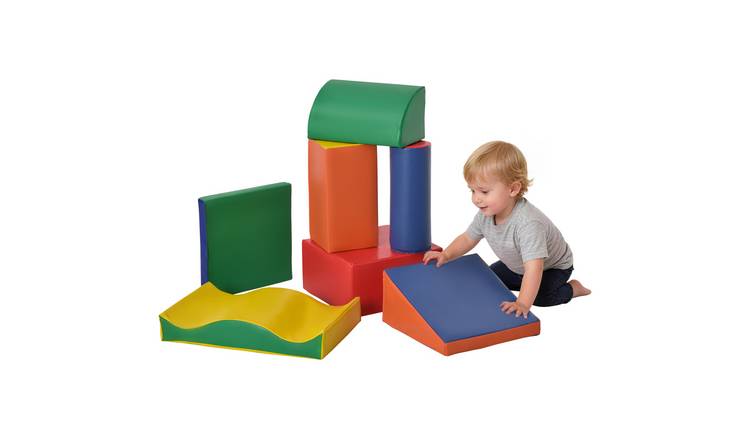 HOMCOM 7 Piece Foam Climb Crawl Stacking Kids Soft Play Set - Red