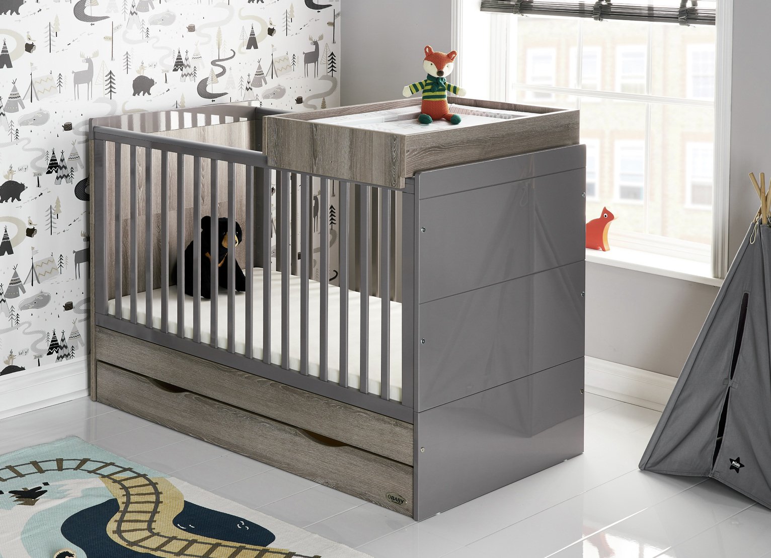 Obaby Madrid Cot Bed and Multi Top Changer - Eclipse
