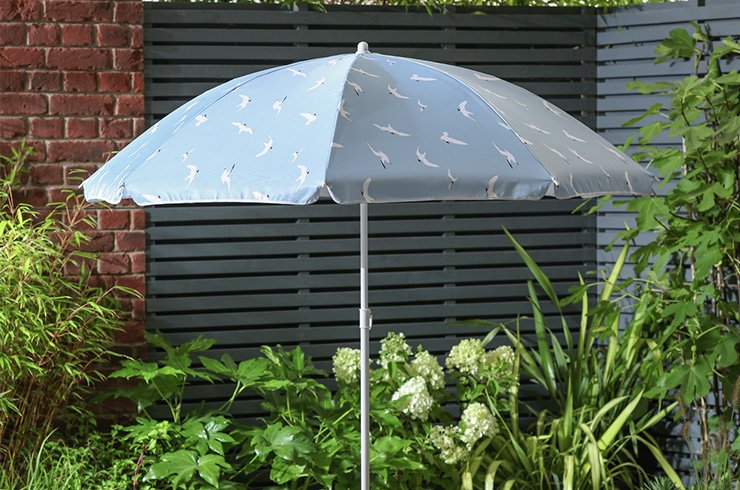 image of a garden parasol in a garden set