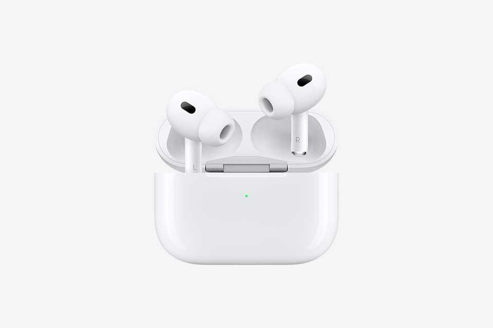 AirPods Pro 2nd Generation rising out from the MagSafe Charging Case.