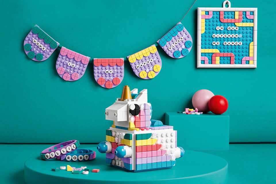 A LEGO® DOTS Unicorn Creative Family Pack toy crafts set.