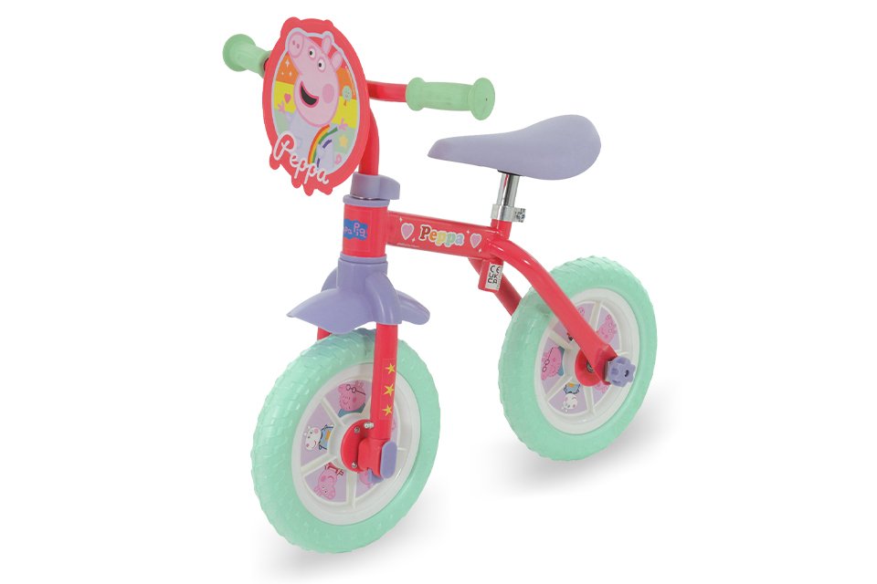 A cut out image of Peppa Pig 2-in-1 10 Inch Wheel Size Training Bike.