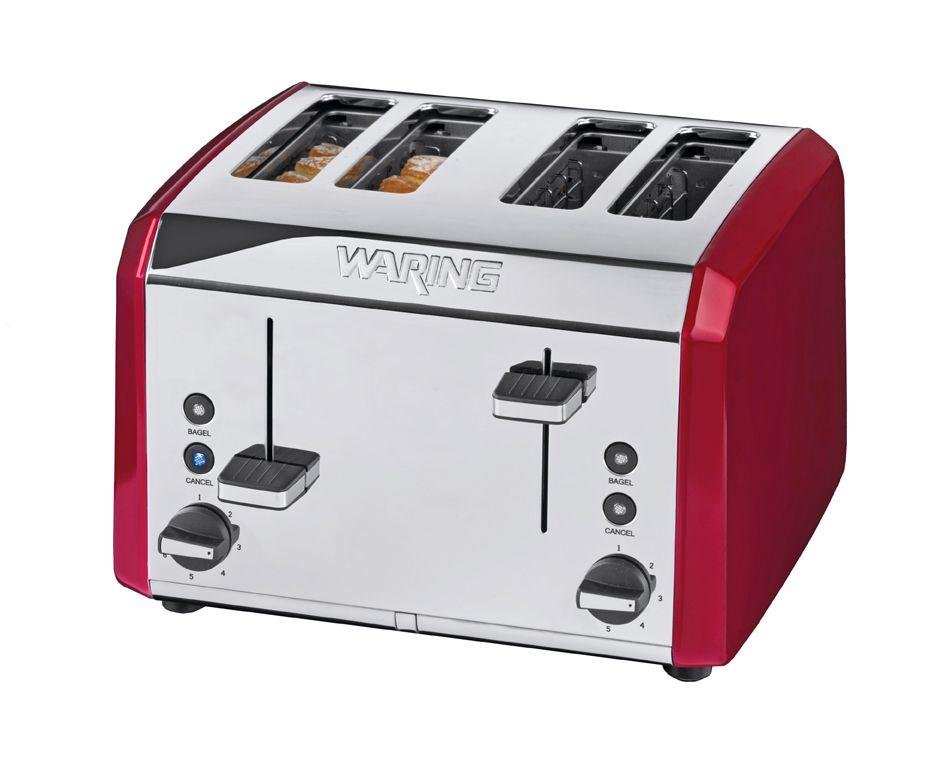 Waring 4 Slice Stainless Steel Toaster - Red