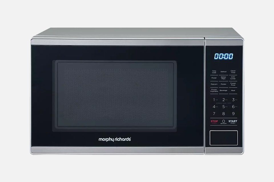 Morphy Richards 800W Standard Grill Microwave in silver colour.