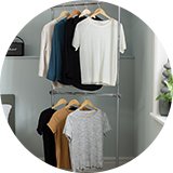 An Argos Home double clothes rail in grey and chrome.