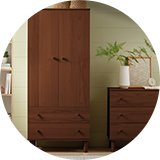 A Habitat Akio 2 drawer 2 door wardrobe in walnut.