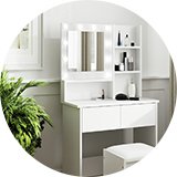 A GFW Eva white 2 Drawer Dressing Table With Stool.