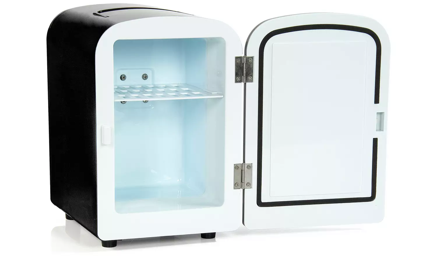Image of an open mini fridge 