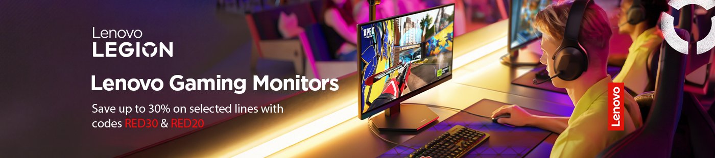 Lenovo Legion. Lenovo gaming monitors. Save up to 30% on selected lines with code RED30 and RED20.