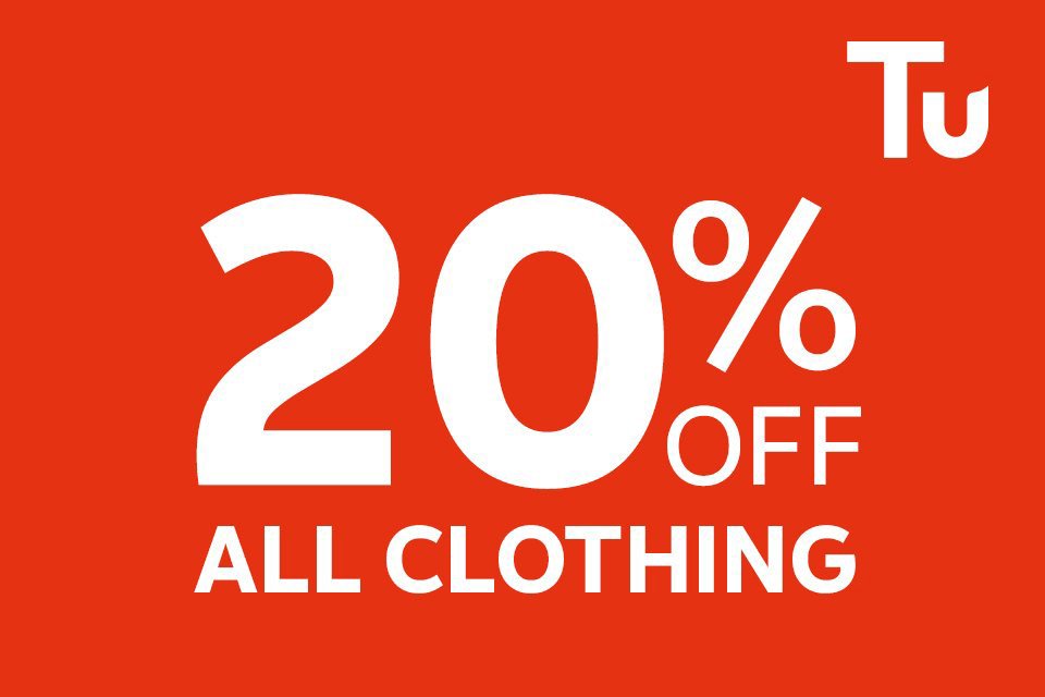 Tu. Save 20% off clothing. Online and in-store.