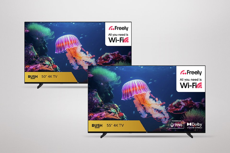 Go Big on us! Upgrade your Bush 50" TV to 55" for the same price at only £229. Plus free delivery.