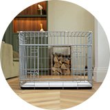 Dog crates and cages.