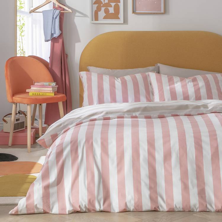 Habitat Summer Haze Stripe Pink Bedding Set - Single 0