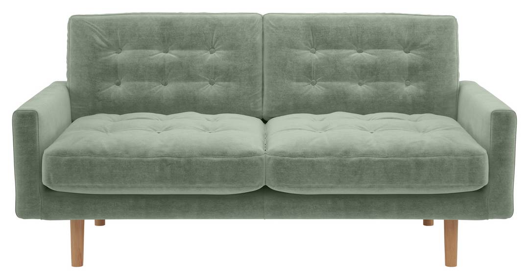 Habitat Fenner Velvet 2 Seater Sofa - Sage
