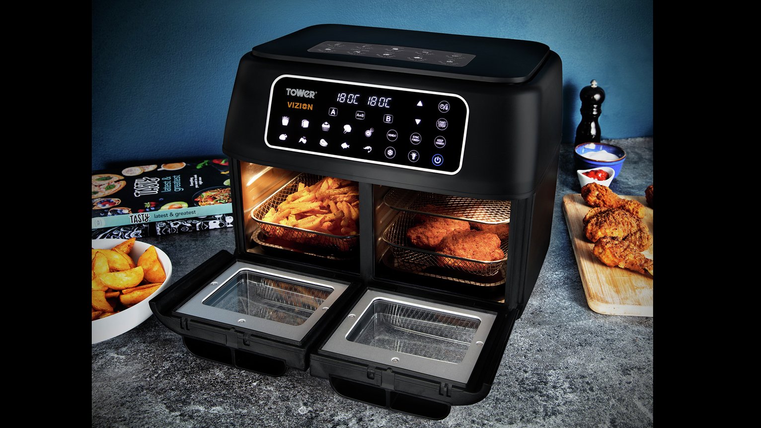 Tower T17100 Vortx Vizion Air Fryer - Double Compartiment 9 L