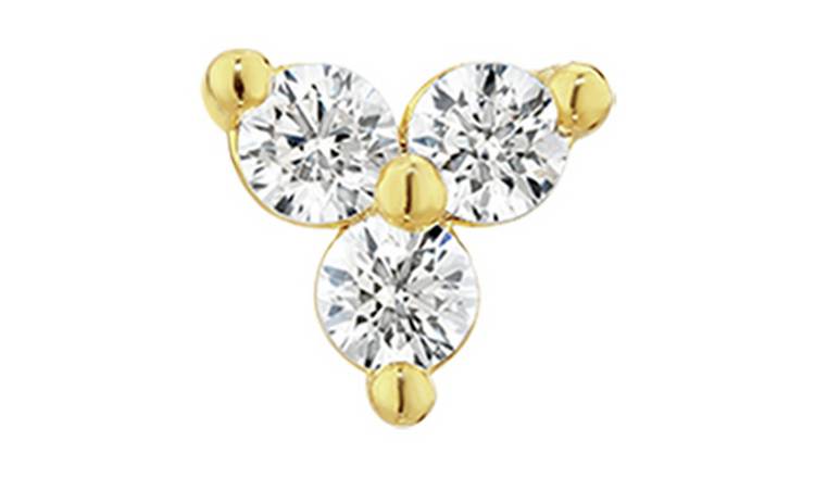 Buy With Bling Gold Coloured Cubic Zirconia Labret Ear Stud