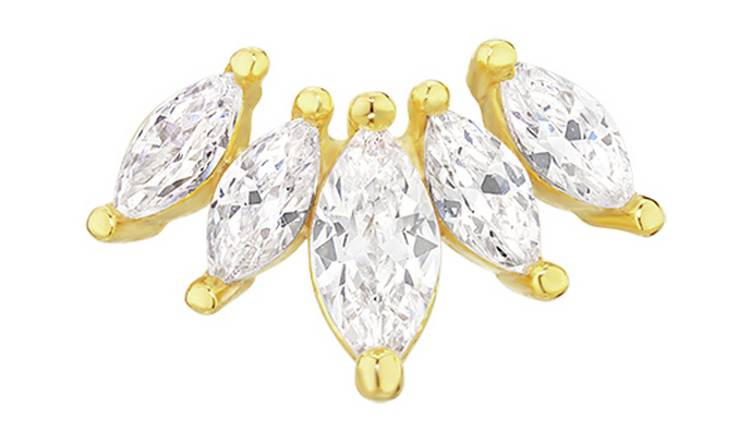 Buy With Bling Gold Coloured Cubic Zirconia Labret Ear Stud