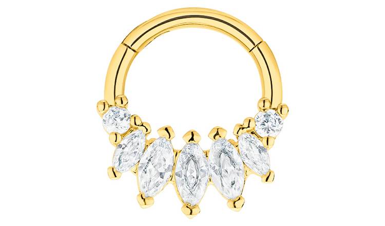 Buy With Bling Gold Coloured Cubic Zirconia Spark Daith Ring