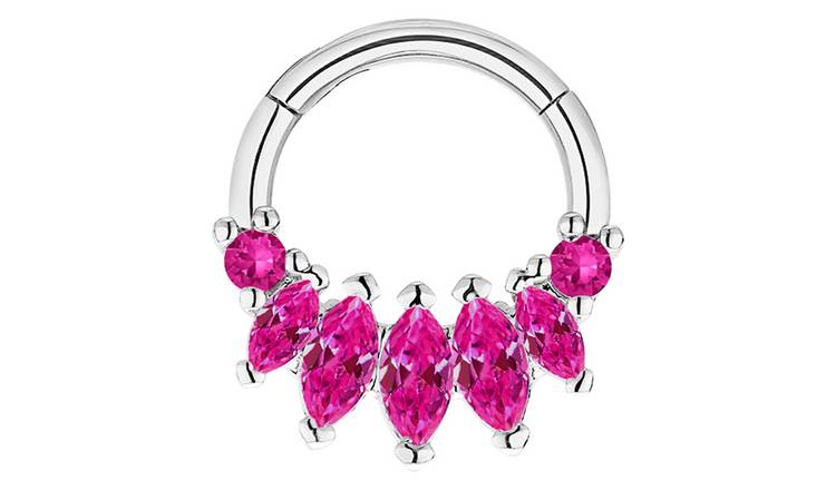 With Bling Pink Cubic Zirconia Marquise Daith Clicker