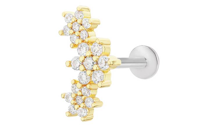 Buy With Bling Gold Coloured Flower Stack Ear Stud Argos