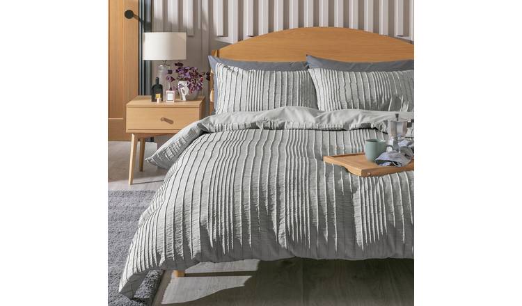 Argos Home Crinkle Grey Bedding Set - King size