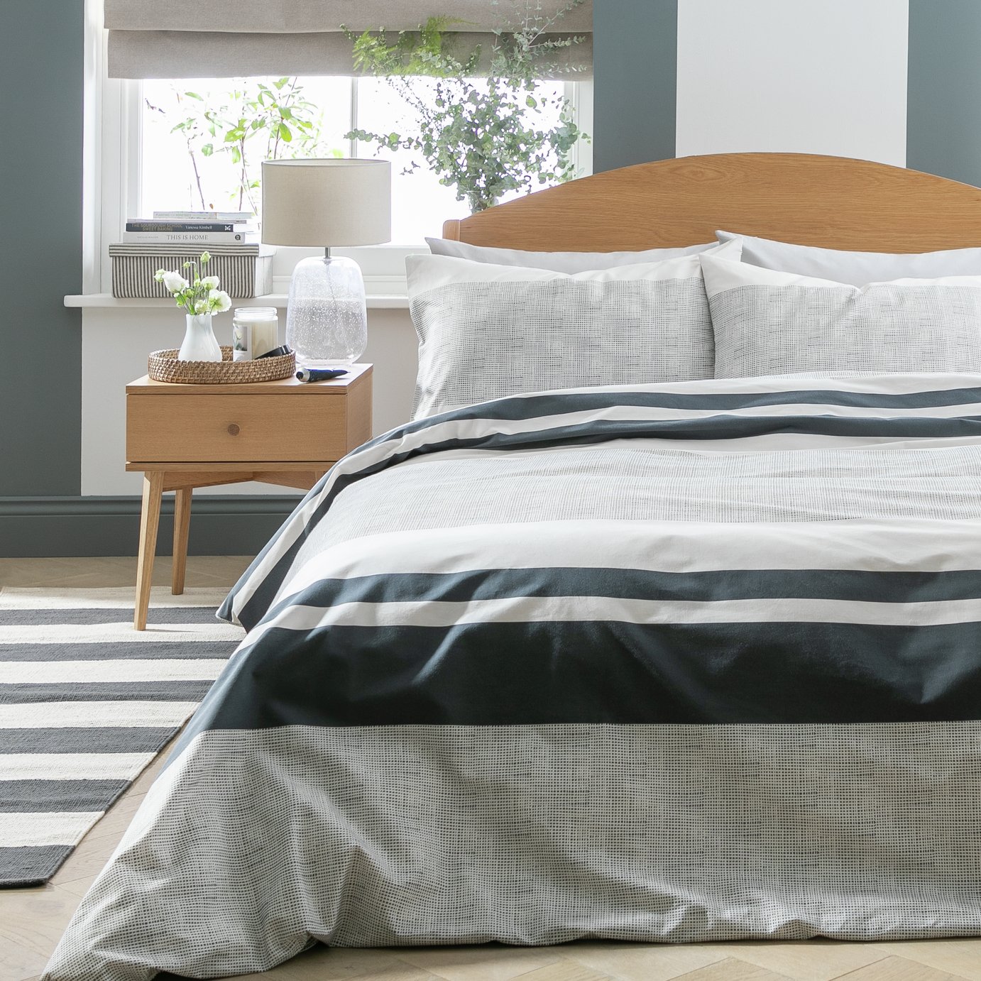 Habitat 180 TC Textured Block Print Bedding Set - Double