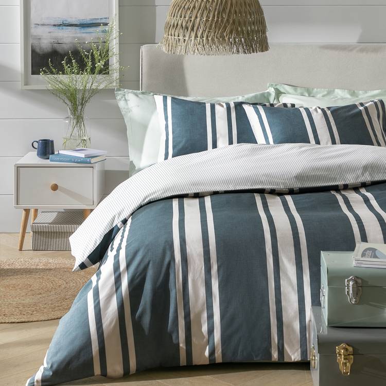 Habitat Cotton Coastal Stripe Blue Bedding Set - Double 0