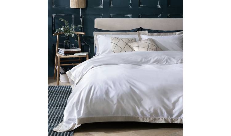 Buy Habitat Cotton 180 TC Oxford Edge White Bedding Set- Double | Duvet ...