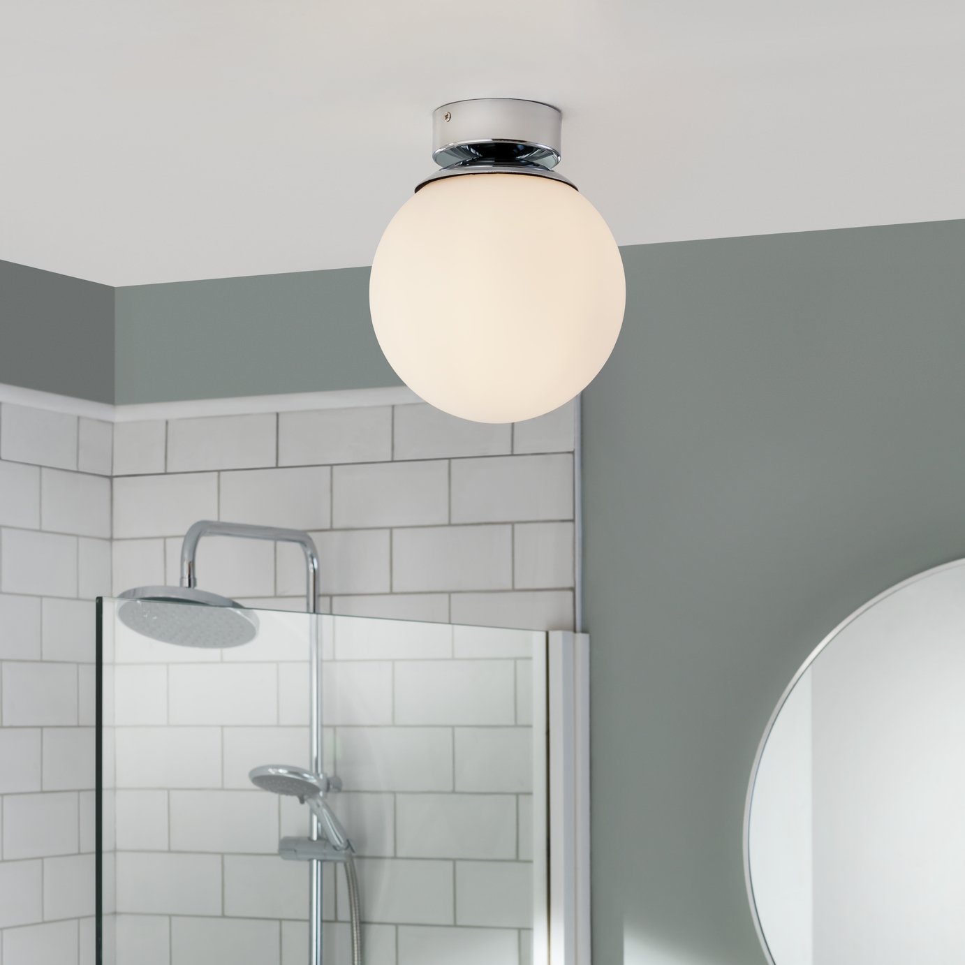 Opal Glass Bathroom Flush Ceiling Light