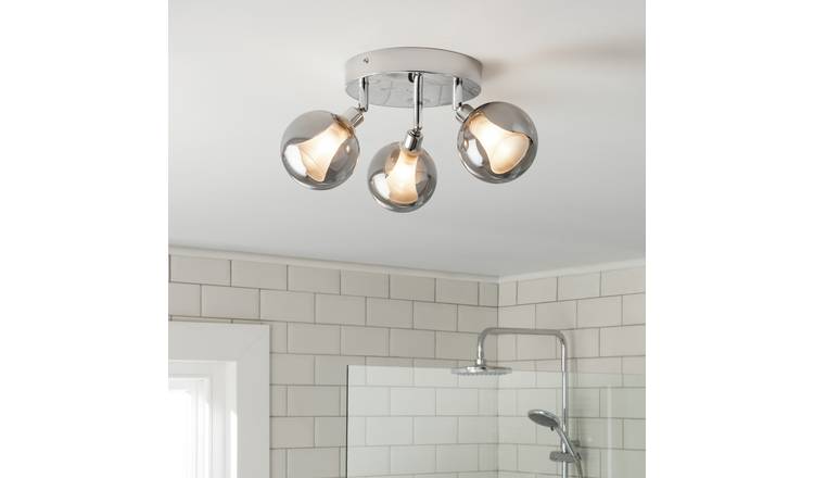 Habitat Globe Metal Bathroom Flush to Ceiling Light - Silver