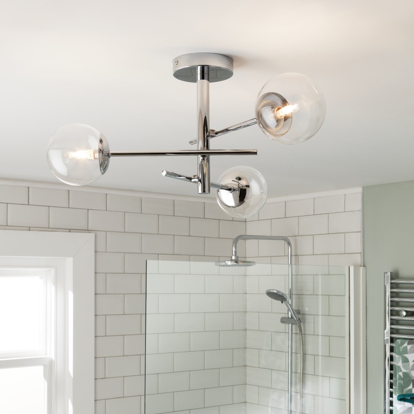 Habitat Sputnik Metal Bathroom Flush Ceiling Light - Chrome