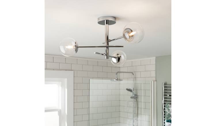 Habitat Sputnik Metal Bathroom Flush Ceiling Light - Chrome