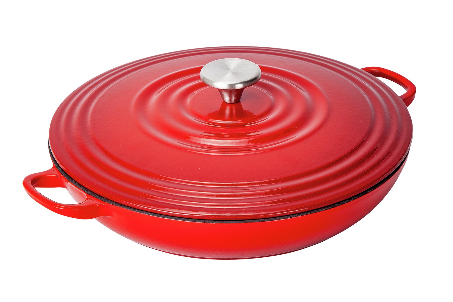 Argos Home 3 Litre Cast Iron Shallow Casserole Dish - Red