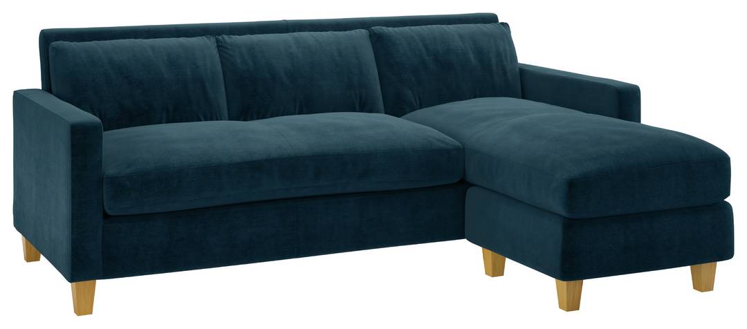 Habitat Chester Right Hand Corner Sofa-Light Feet-Ink Blue