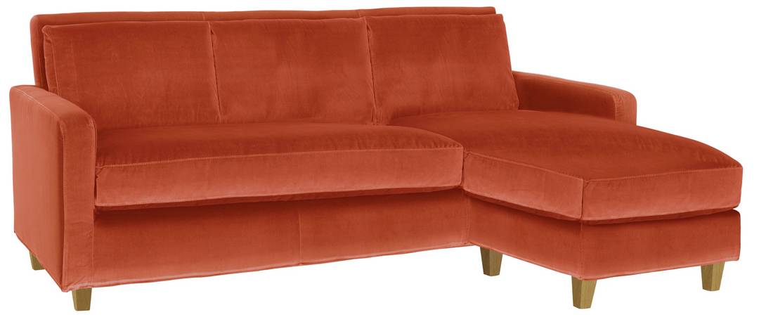 Habitat Chester Right Hand Corner Sofa-Light Feet-Orange