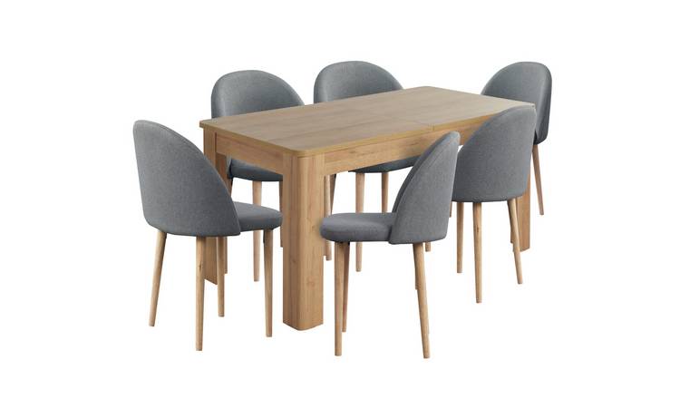 Habitat Miami Extending Dining Table & 6 Grey Chairs