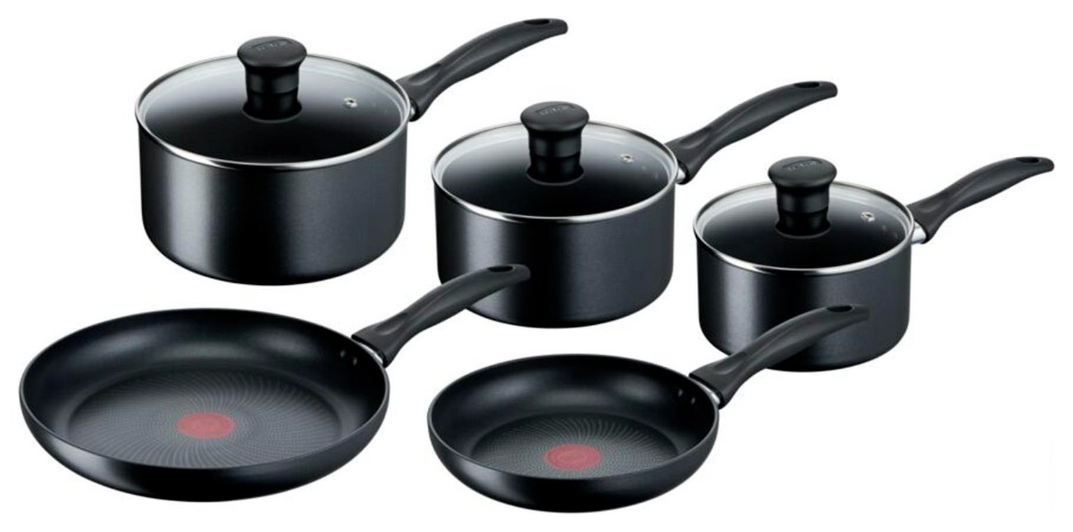 Tefal Induction 5 Piece Aluminium Pan Set - Black