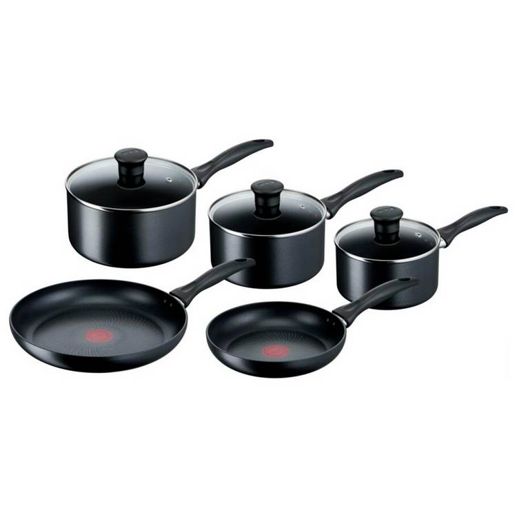 Tefal Induction 5 Piece Aluminium Pan Set - Black 0