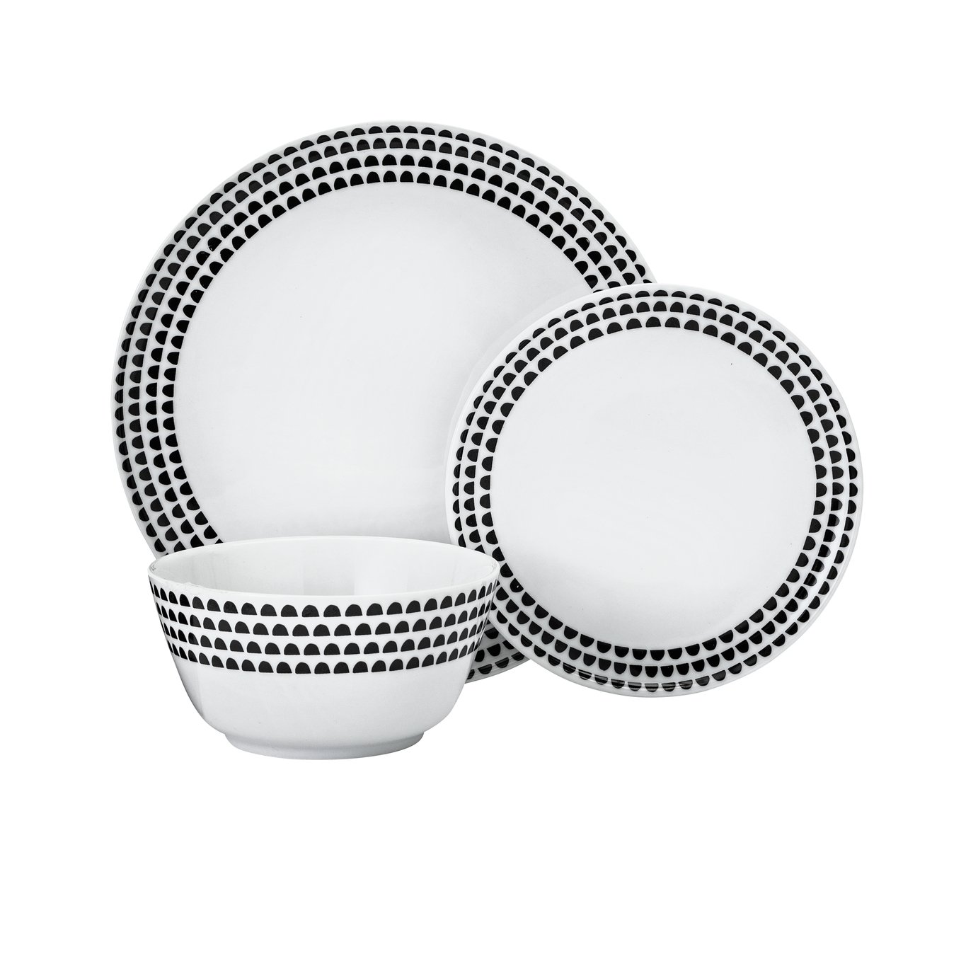 Argos Home Noir Printed 12 Piece Dinner Set