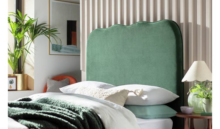 Velvet green on sale headboard queen