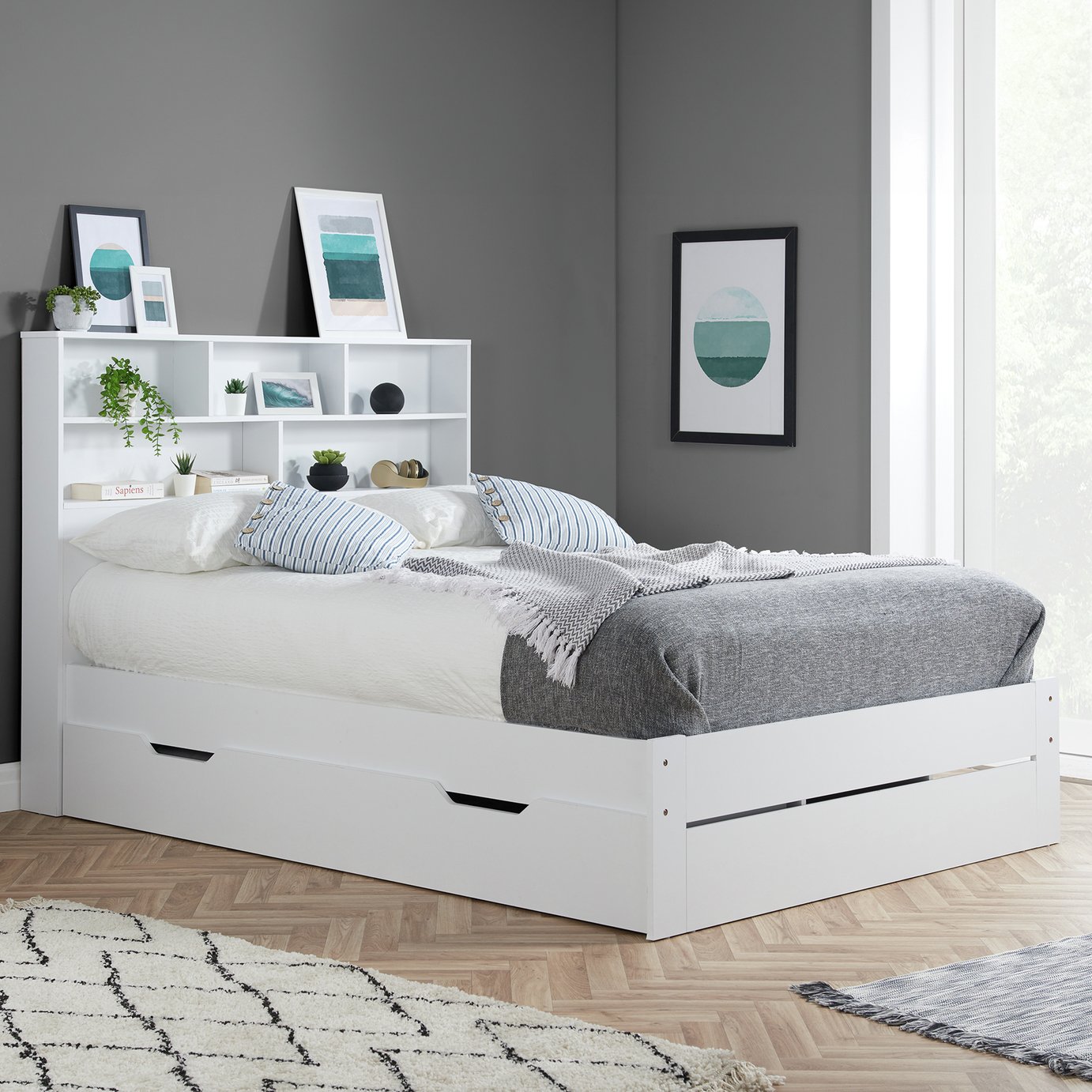 Birlea Alfie Small Double Wooden Storage Bed Frame - White