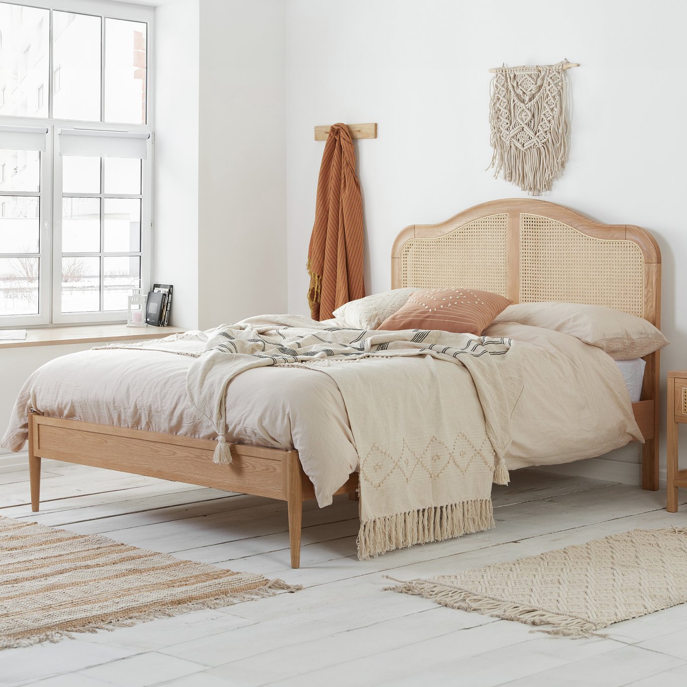 Birlea Leonie Double Rattan Bed Frame - Oak