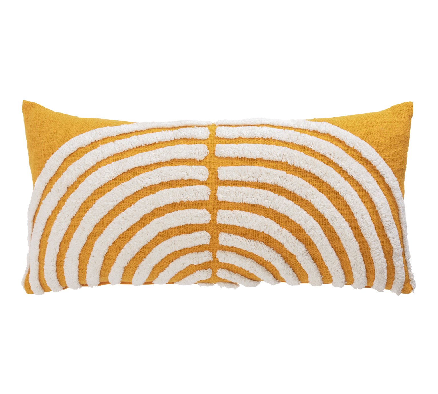 Habitat Geo Tufted Cushion - Yellow & White - 60x30cm