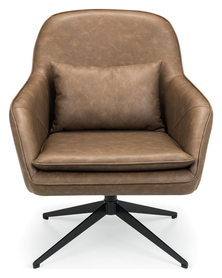 Julian Bowen Bowery Faux Leather Swivel Chair - Brown