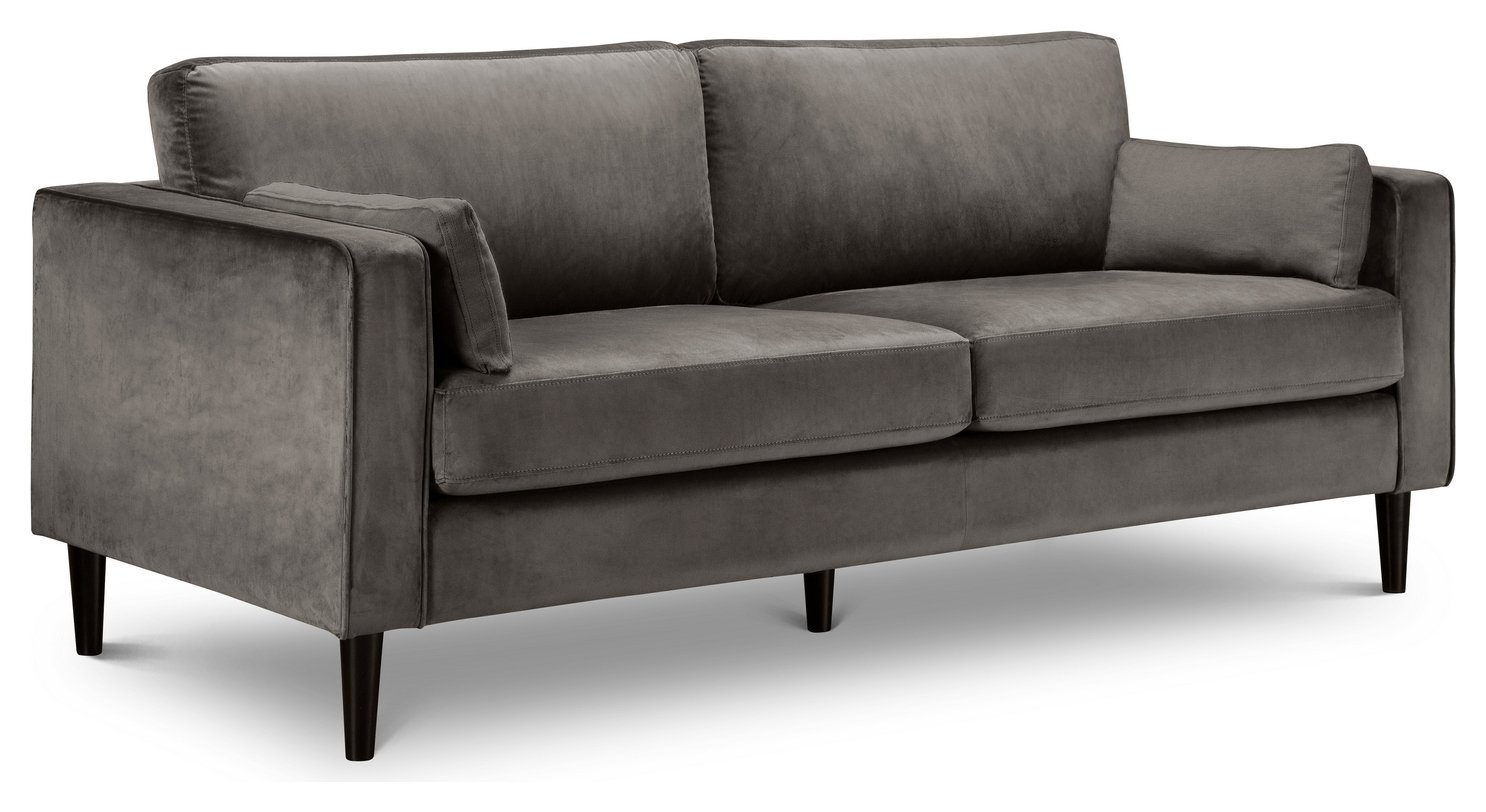 Julian Bowen Hayward Velvet 3 Seater Sofa - Grey