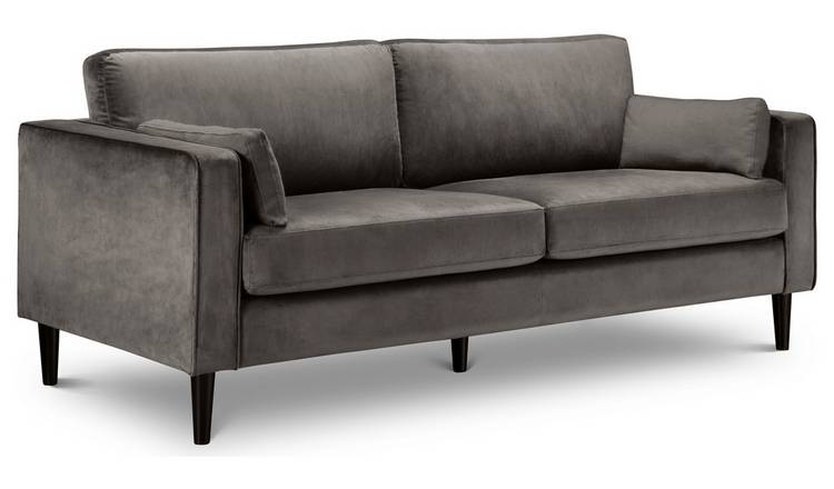 Julian Bowen Hayward Velvet 3 Seater Sofa - Grey