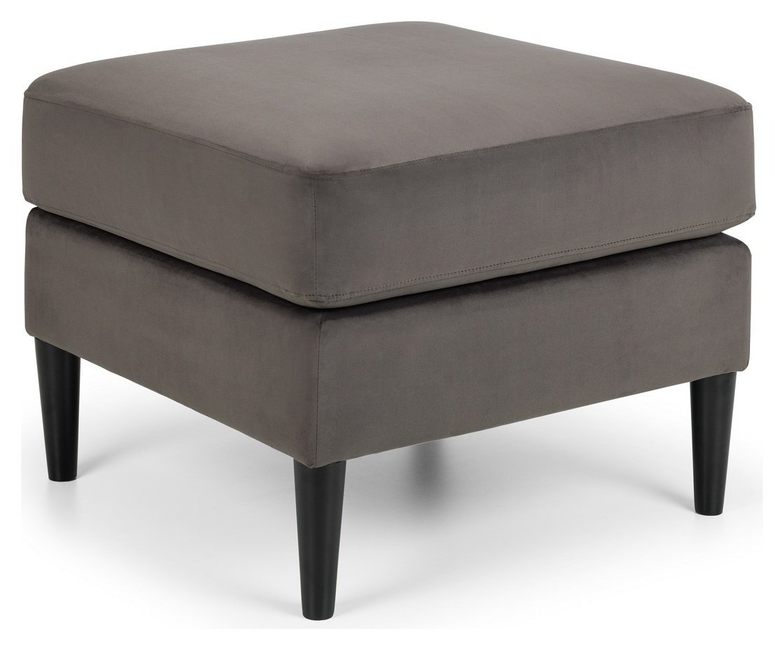 Julian Bowen Hayward Velvet Ottoman Footstool - Grey