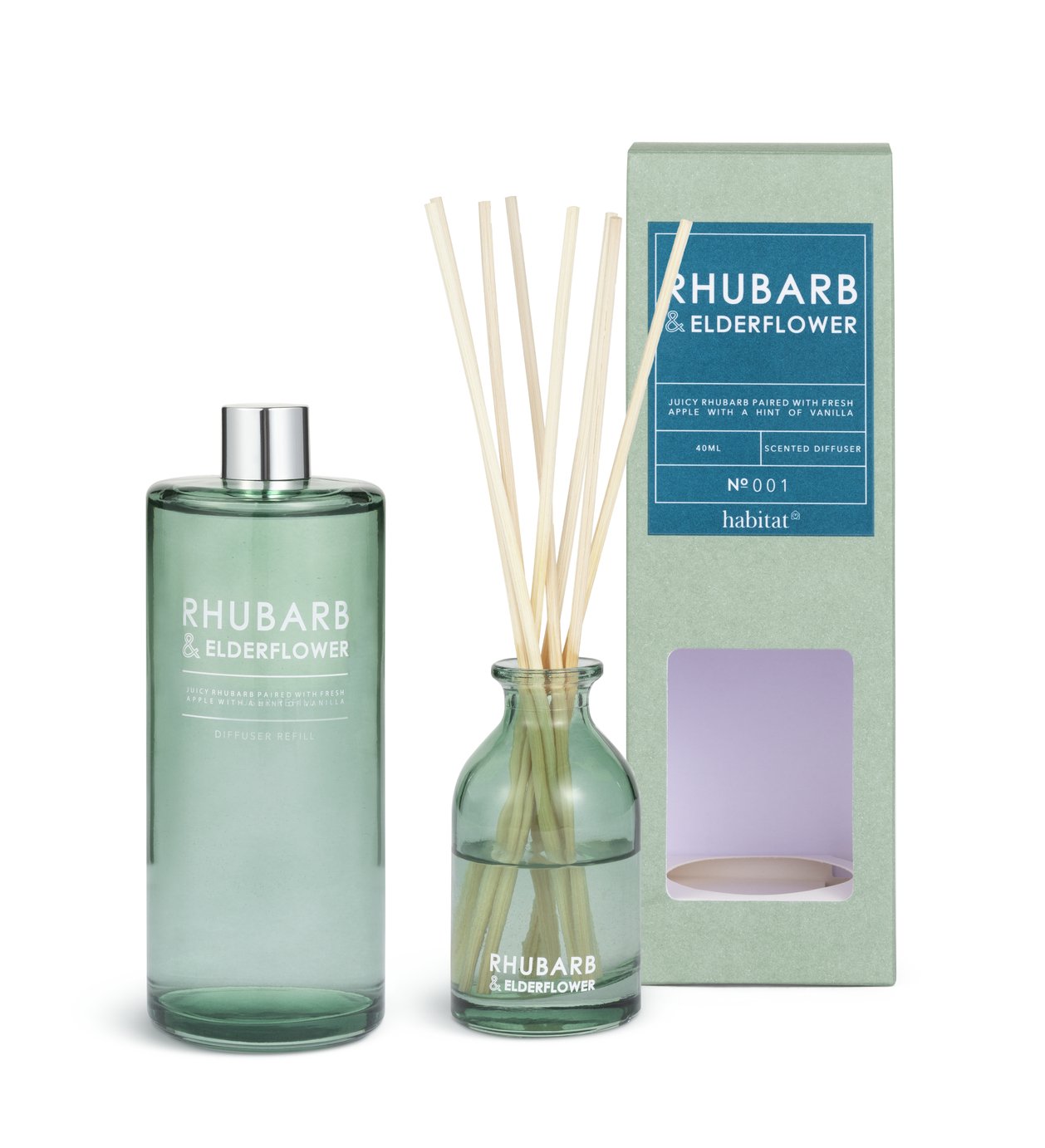 Habitat 90ml Diffuser & 180ml Refill - Rhubarb & Elderflower